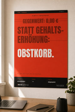 MUTE OFFICE — Homeoffice-Szene — Obstkorb statt Gehaltserhöhung – Büro-Poster ohne Rahmen — Vorschau 2