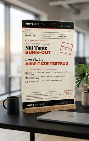 TANTE BURN-OUT · ONKEL ARBEITSZEITBETRUG — Acryl-Aufsteller