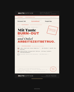 MUTE OFFICE Aufsteller — HR Tante Burnout Onkel Arbeitszeitbetrug — Druckdesign — Vorschau 2