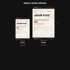 MUTE OFFICE Aufsteller — Jour Fixe Croissant — Größenvergleich Klein und Groß — Vorschau 3