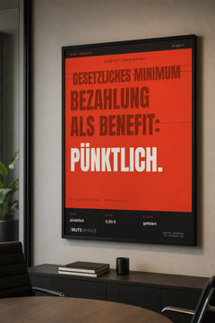 MUTE OFFICE — Meeting-Szene — Pünktliche Bezahlung als Benefit – Büro-Poster mit Rahmen — Vorschau 3