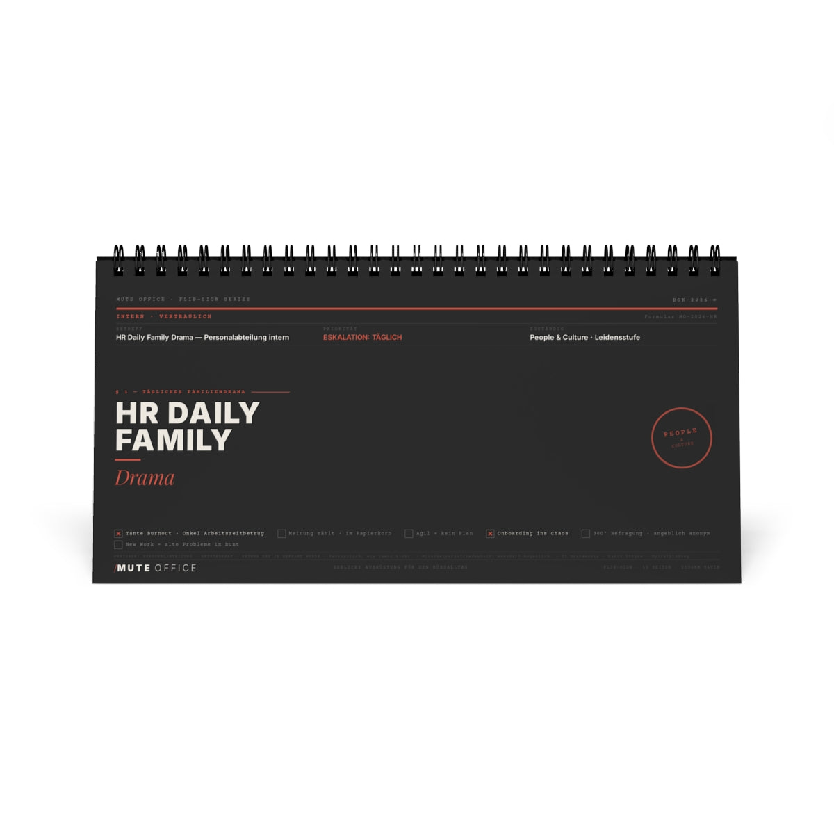 MUTE OFFICE Flip-Sign — HR Daily Family Drama — Cover Frontansicht
