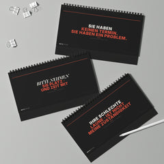 MUTE OFFICE Flip-Sign — Empfangs-Flip Abweisen — Drei Aufsteller — Statements B — Vorschau 6