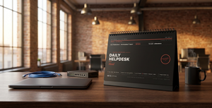 Daily Helpdesk Mood – Flip-Sign Tischaufsteller mit 12 IT-Sprüchen