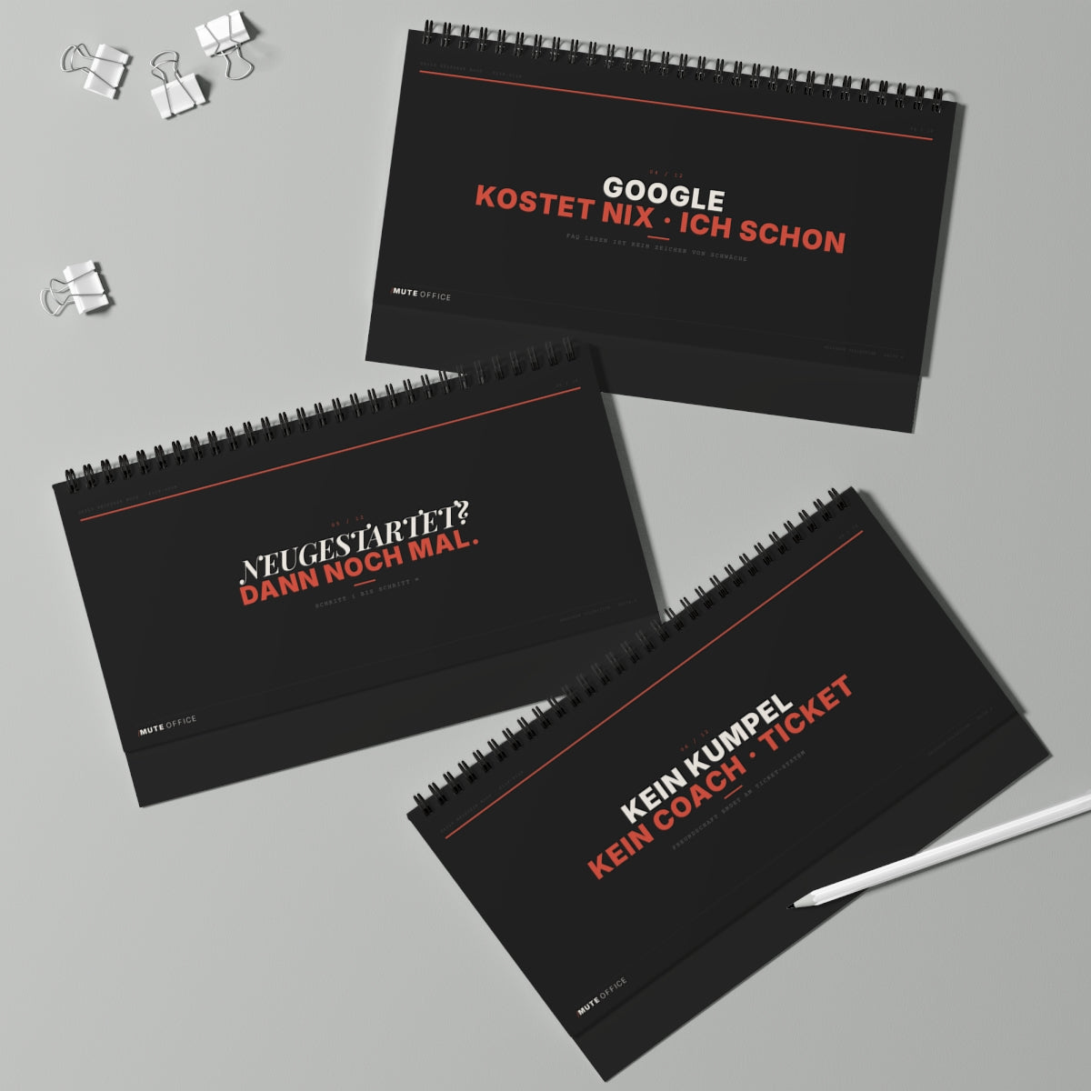 MUTE OFFICE Flip-Sign — Daily Helpdesk Mood — Drei Aufsteller — Statements B