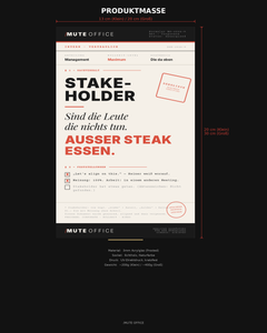 MUTE OFFICE Aufsteller — Stakeholder Steak Essen — Produktmaße und Material — Vorschau 4